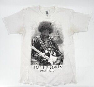 Jimi Hendrix Shirt Adult Large White Graphic Print Guitar 70s Rock
